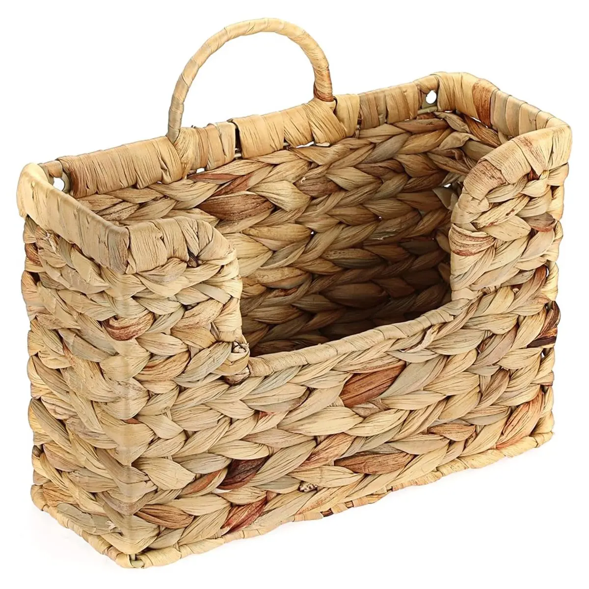 HITL Gourd Vine Woven Wall Hanging Storage Basket Rattan Magazine Rack Home Decor for Living Room Bedroom