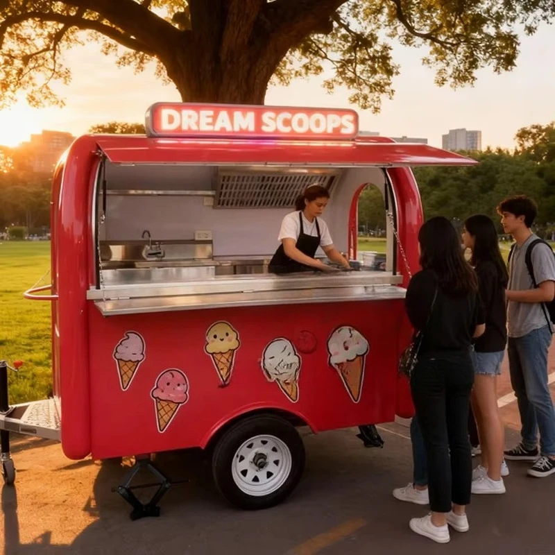 

Customized Cute Trend Large Food Truck Light Design Ice Cream Tacos Waffle Crepe Dessert Pancake Donut Comida Outdoor Business