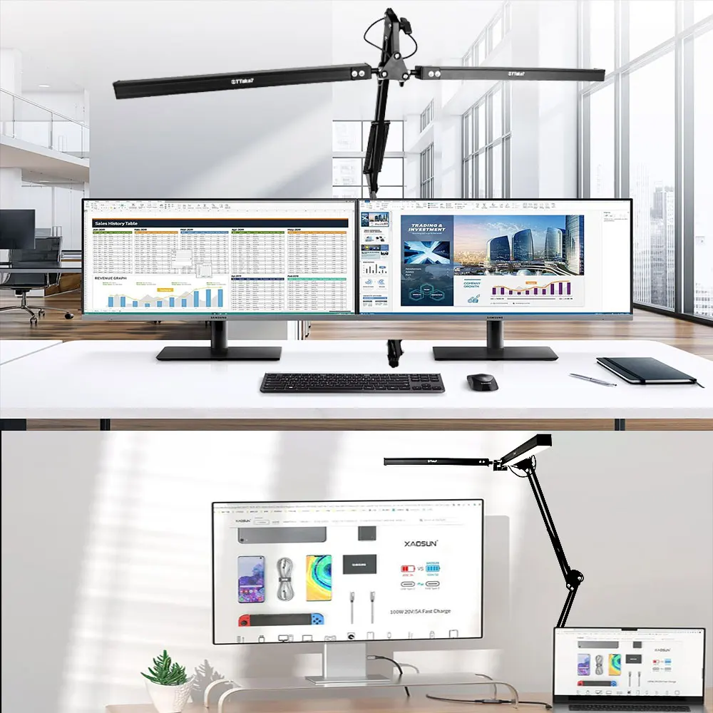 Neue LED-Schreibtischlampe mit Klemme, Schwenkarm, Schreibtischlampe, dimmbare, augenschonende Schreibtischleuchte mit 10 Helligkeitsstufen, 3 Beleuchtungsmodi – Detail 11