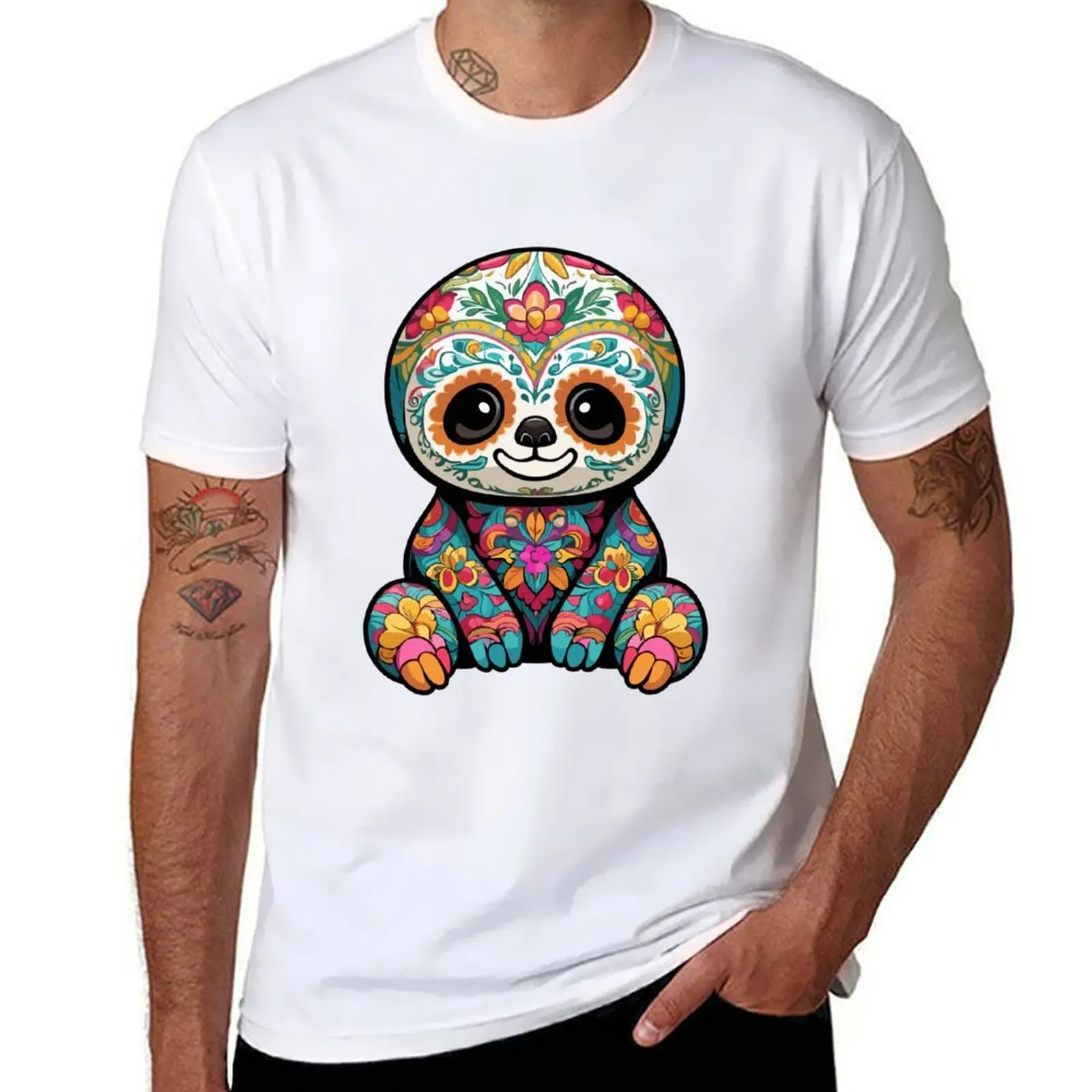 

Sloth Mexico Sugar Skull Dia De Muertos T-Shirt t shirt man plain t shirts for man pack white T-Shirt