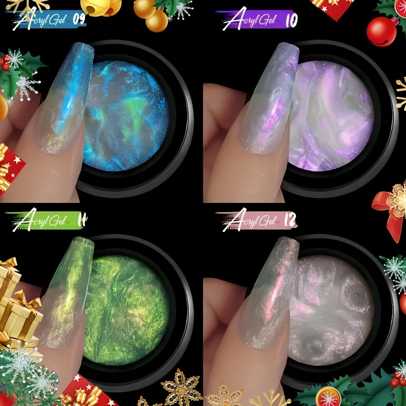 

Solid Builder Gel for Nails, 4 Colors Aurora Non-Sticky Hand Sculpting Gel for Nail Art, Super Strong Long Lasting Adhesive