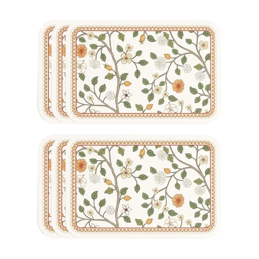 

Набор белых ПВХ-салфеток для стола, 6 шт., прямоугольные салфетки с цветочным узором, водонепроницаемые и термостойкие, с оранжевым цветочным принтом, декор для кухни