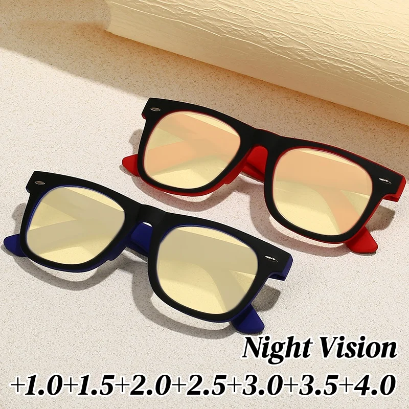 

Мужские и женские модные спортивные очки для чтения, новый тренд, большая оправа, для пресбиопии, с желтыми линзами, унисекс, HD, для ночного видения