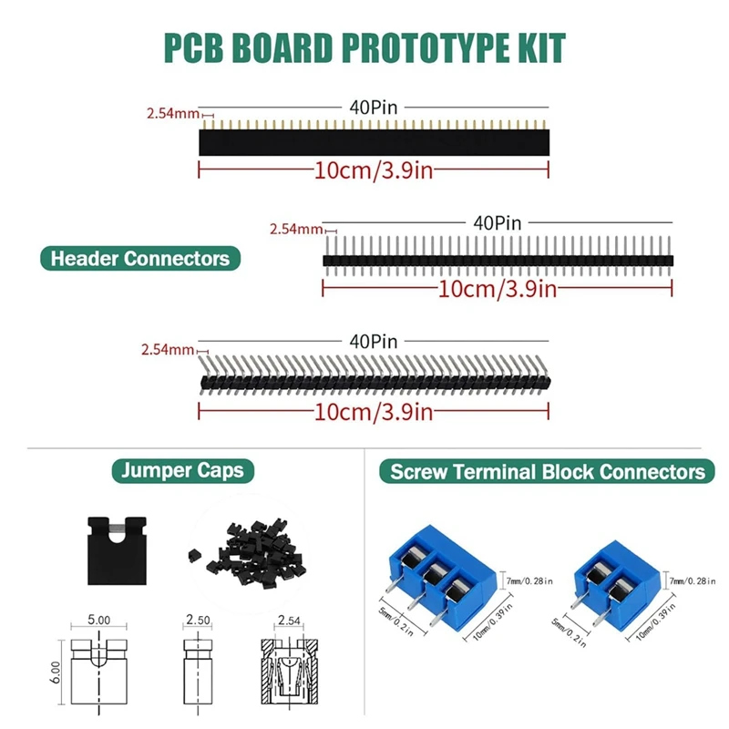 New 147-Piece PCB Circuit Board Prototype Kit - Double-Sided Perf Boards In 6 Sizes
