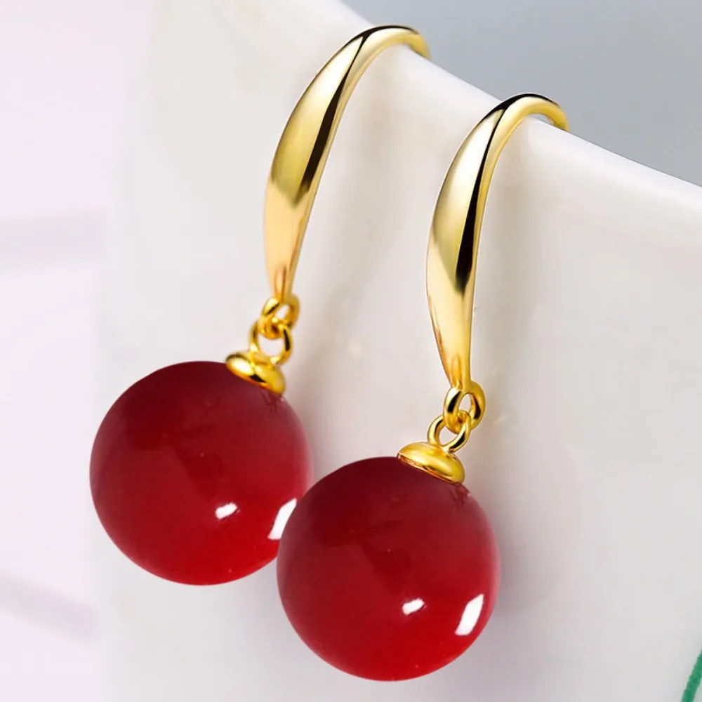 Exquisite Ball Shape Long Earrings Shell Beads Simulation Freshwater Pearl Drop Earrings Temperament Rhinestone Ear Hook Female