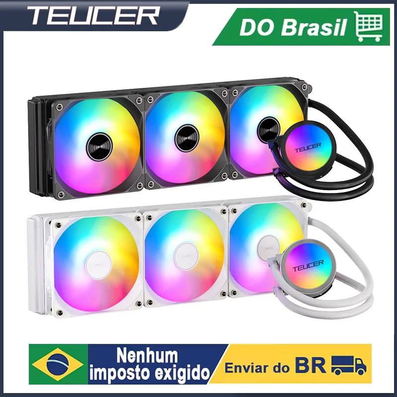 Teucer Cooler Líquido Gamer RGB, Ventilador PWM Controlável, Refrigeração Líquida para Intel LGA1700/1200 e AMD AM4