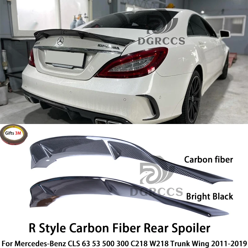 

For Mercedes-Benz CLS 63 53 500 300 C218 W218 R Style Carbon Fiber Rear Spoiler Trunk Wing 2011-2019 Carbon fiber Glossy black