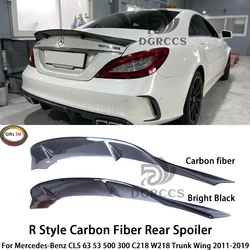 For Mercedes-Benz CLS 63 53 500 300 C218 W218 R Style Carbon Fiber Rear Spoiler Trunk Wing 2011-2019 Carbon fiber Glossy black