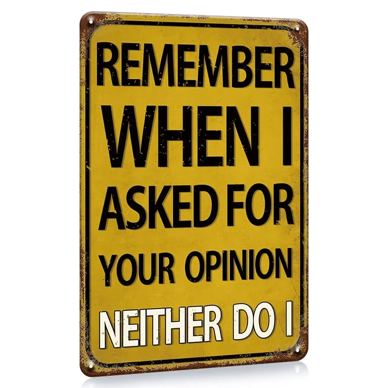 1 قطعة، (8 × 12 بوصة/20*30 سم)، لافتة قصدير معدنية ساخرة مضحكة، ديكور حائط، ديكور بار الكهف للرجال، تذكر عندما أطلب خيارك Nei