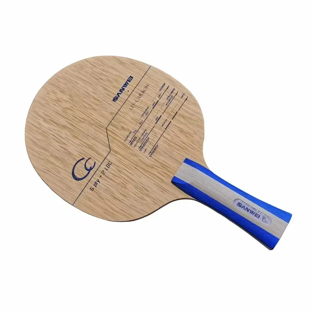 Original SANWEI CC ตารางเทนนิสใบมีด 5 ไม้ + 2 คาร์บอน OFF ++ การฝึกอบรม Sanwei Ping Pong Racket BAT Paddle tenis de