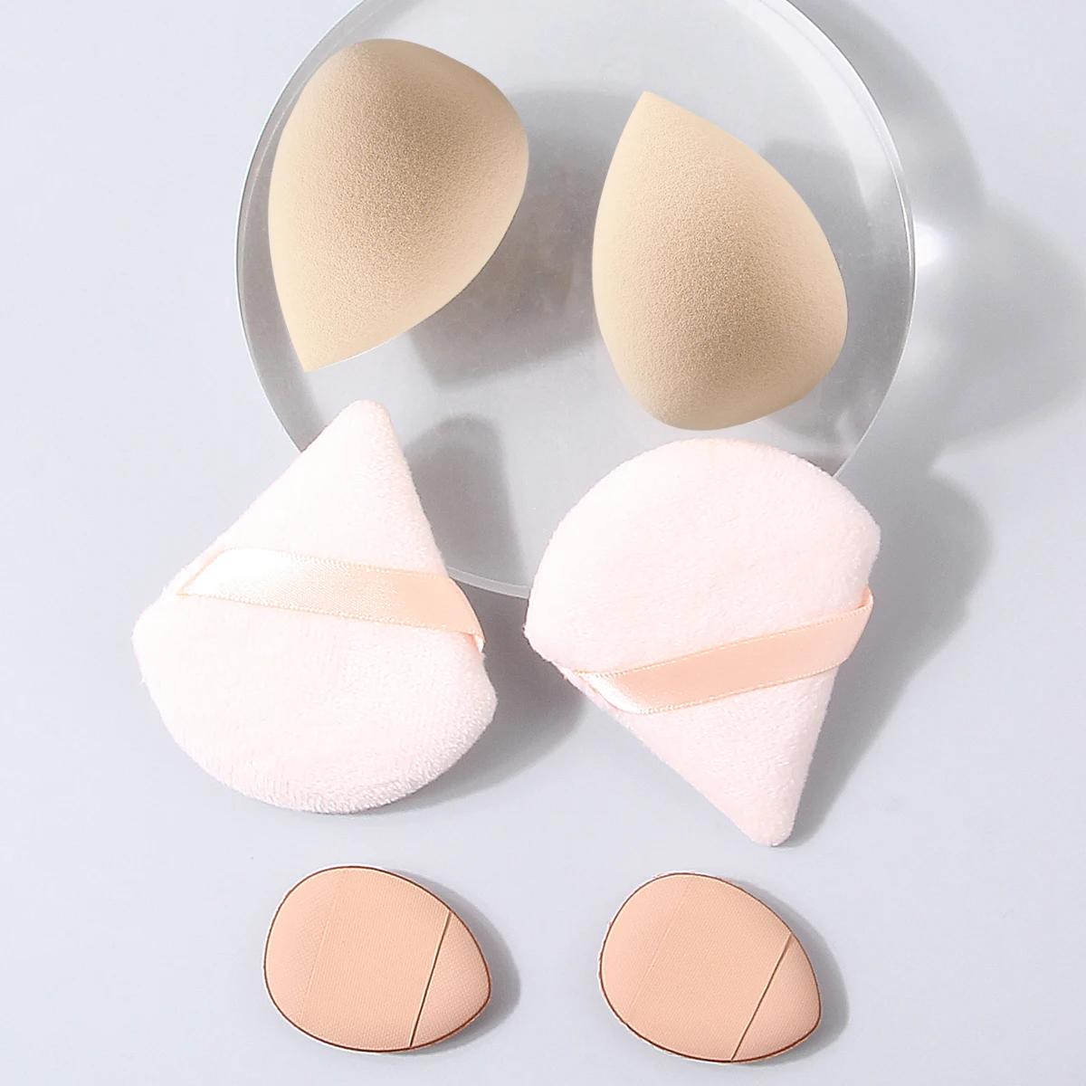 Ensemble d'éponges de maquillage douces géantes, 6 pièces, éponge à double usage sèche et humide, poudre antiadhésive en forme d'éventail/poudre de pouce