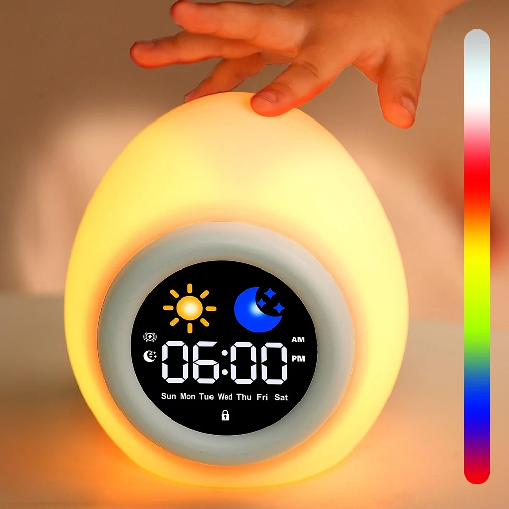 Alarm Clock for Kids Toddlers, Cute Touch Night Light with 6 White Noise Sound Machine, Ok to Wake Clock for KidsJADD