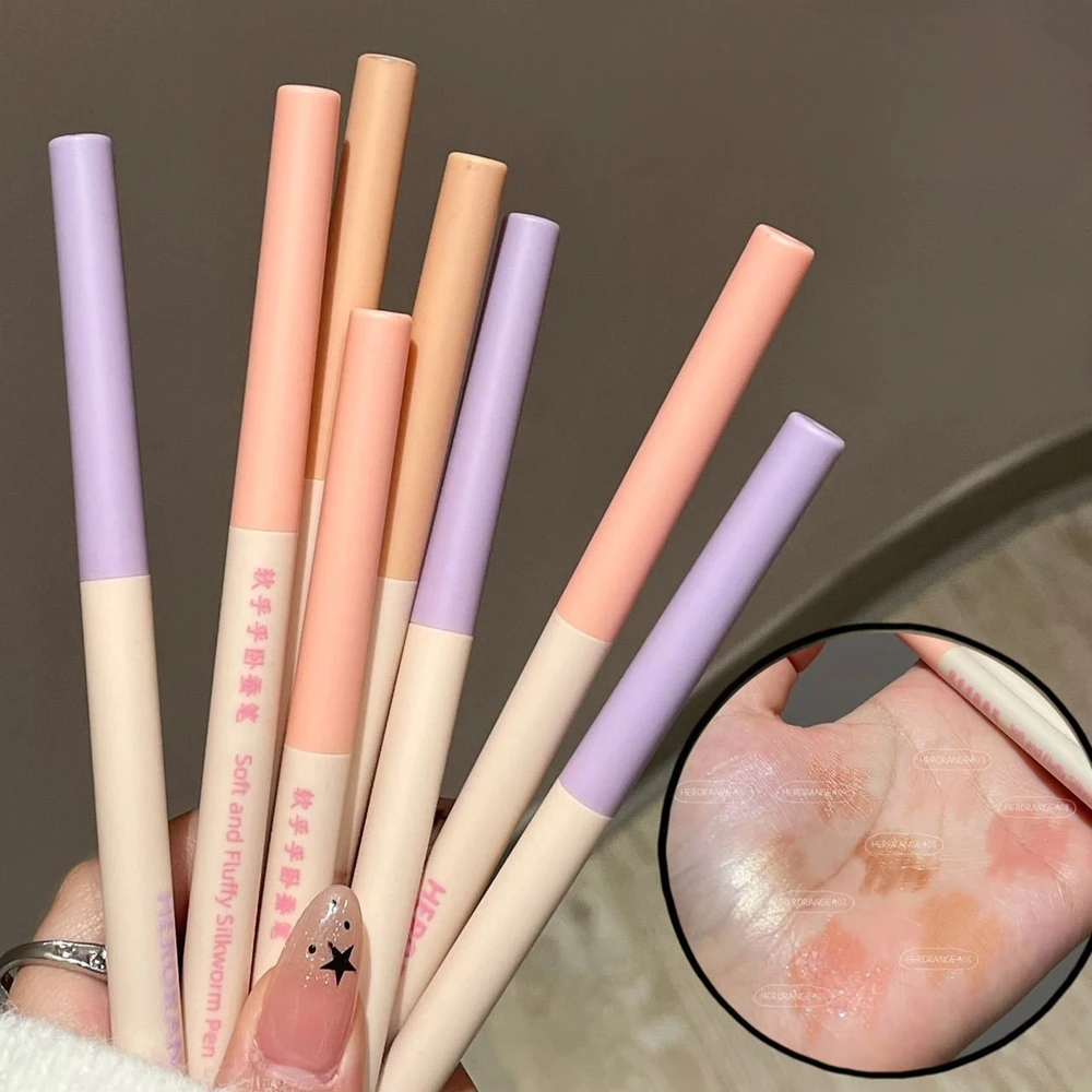 Matita per ombretto baco da seta sdraiato marrone arancione opaco Champagne Glitter Penna per eyeliner inferiore Crema schiarente Evidenziatore Trucco per occhi