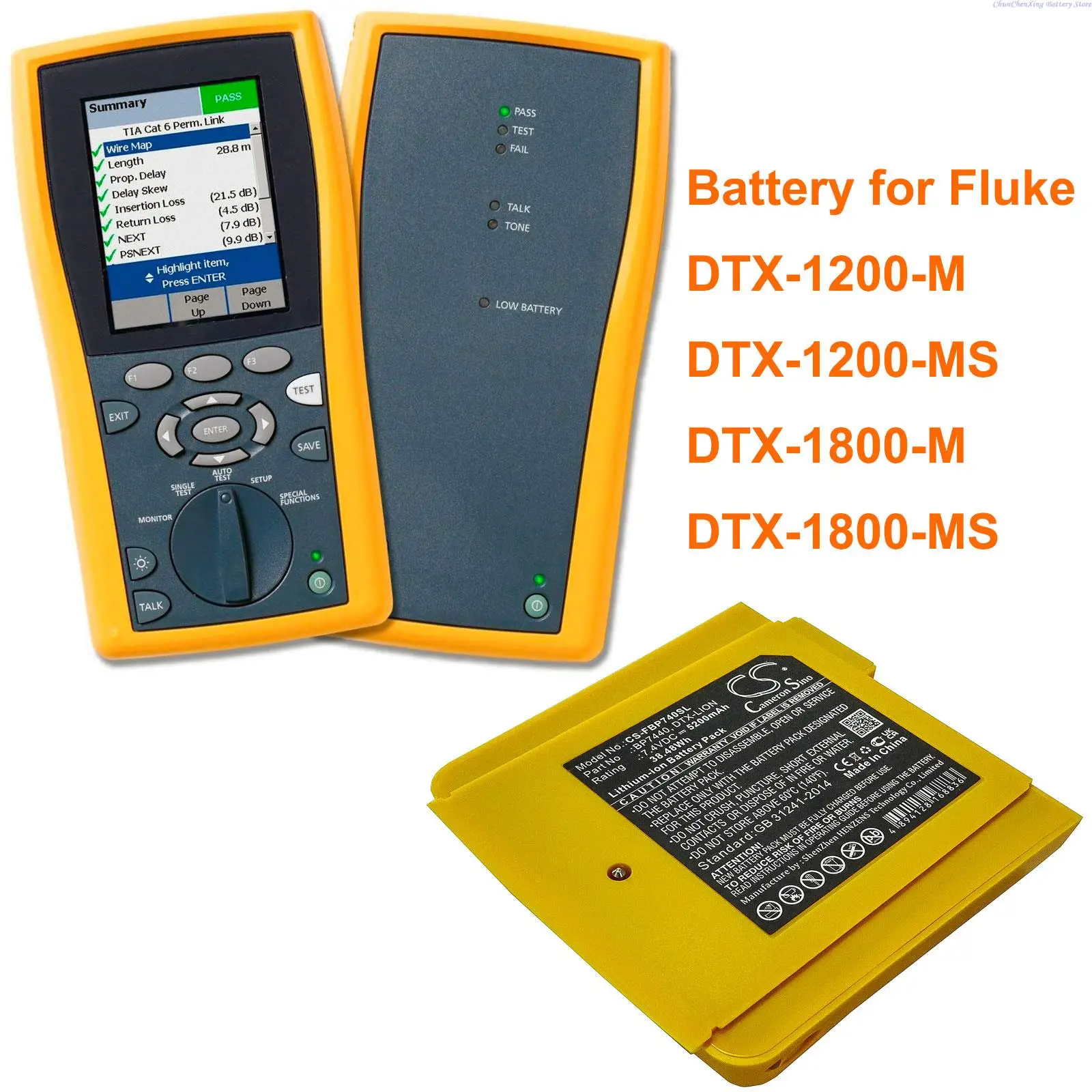 

5200mAh Battery BP7440 DTX-LION for Fluke DTX-1200-M, DTX-1200-MS, DTX-1800-M, DTX-1800-MS