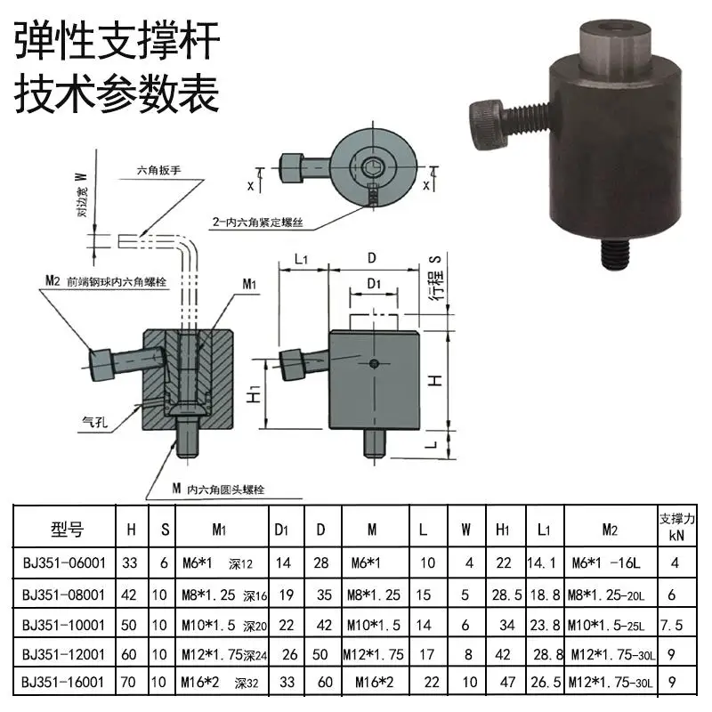 Elastic Support Rod To Prevent Workpiece Shaking, Deformation, Flat Replacement BJ351-12001