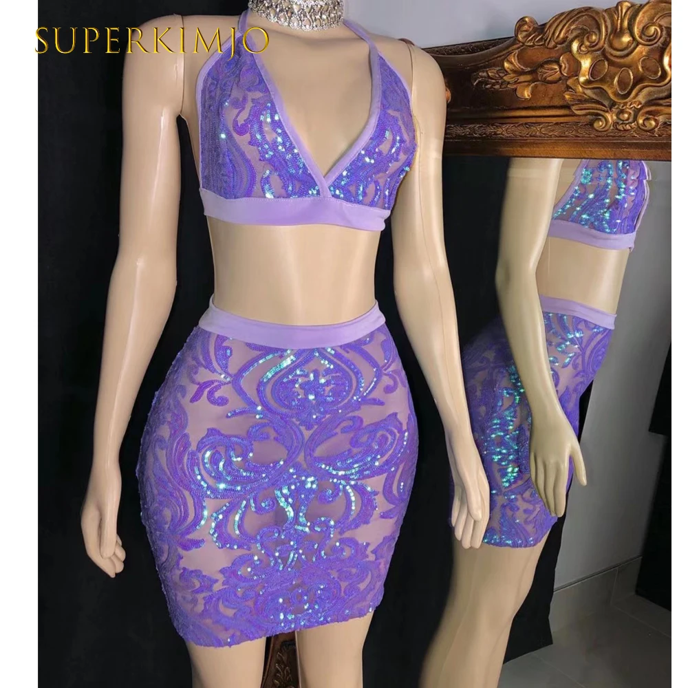 SuperKimJo Purple Evening Dresses Short Cheap Sparkly Sexy Formal Party Dresses Vestidos De Fiesta Para Bodas