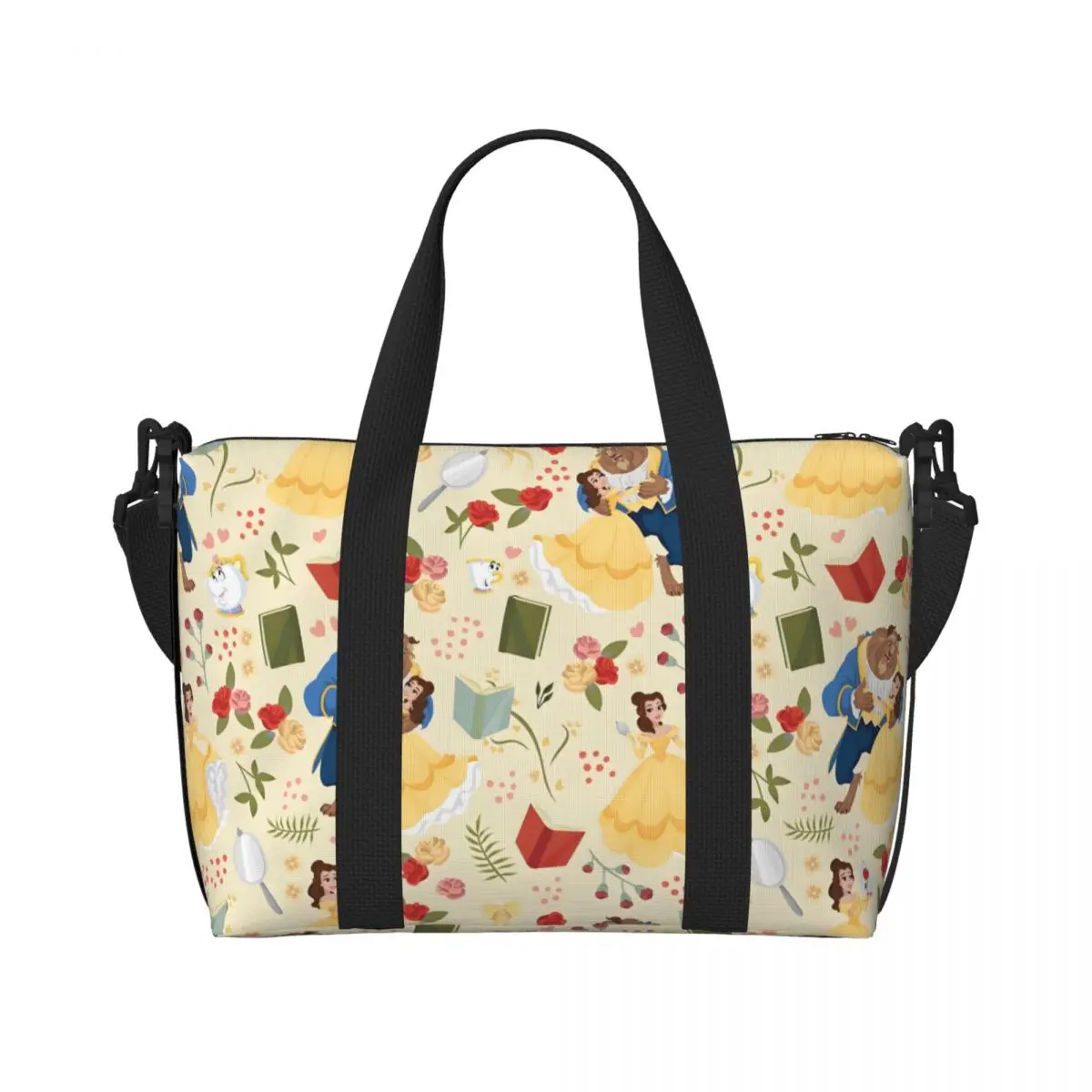 

Custom Large Beauty and the BeastTote Bag Women Fairy Tale Shopping Shoulder Beach Gym Travel Bag