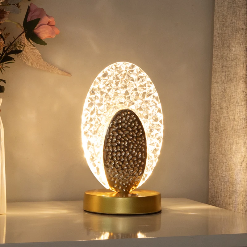 Cristal LED Table Lamp, Stepless Escurecimento, Carregamento USB, Toque Interruptor, Controle Remoto, Luz de cabeceira, Sala Decoração, Desk Lamp