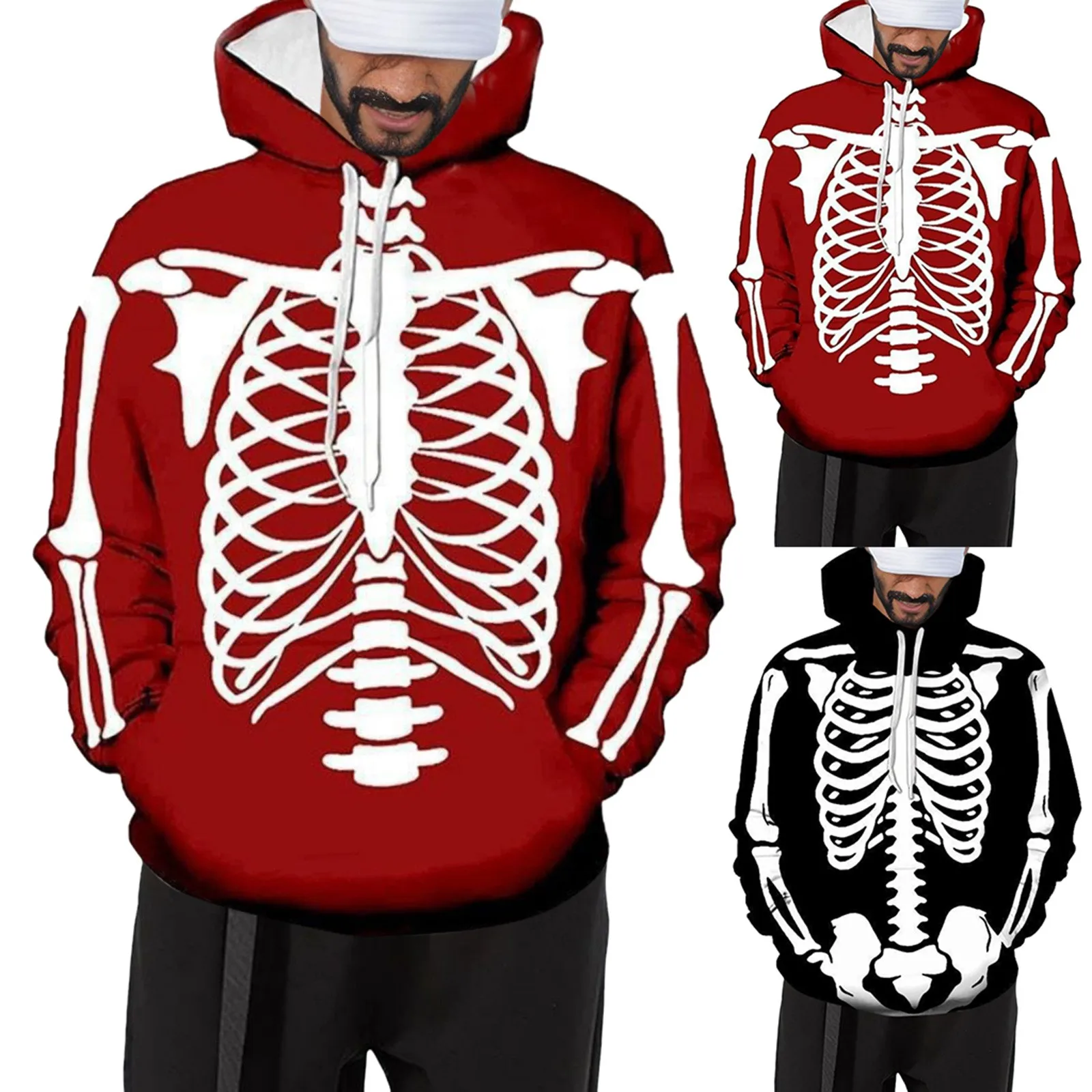 

2023 New Halloween Skeleton 3D Digital Print Hooded Men And Women Cos Casual Men And Women Hoodie