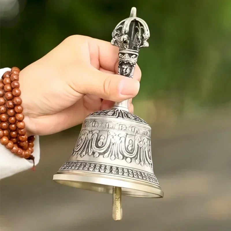 Handmade Vajra Bell Pestle Set Tibetan Buddhist Meditation Bell Ritual Instrument Touch Bell Multi-purpose Hand Call Bell