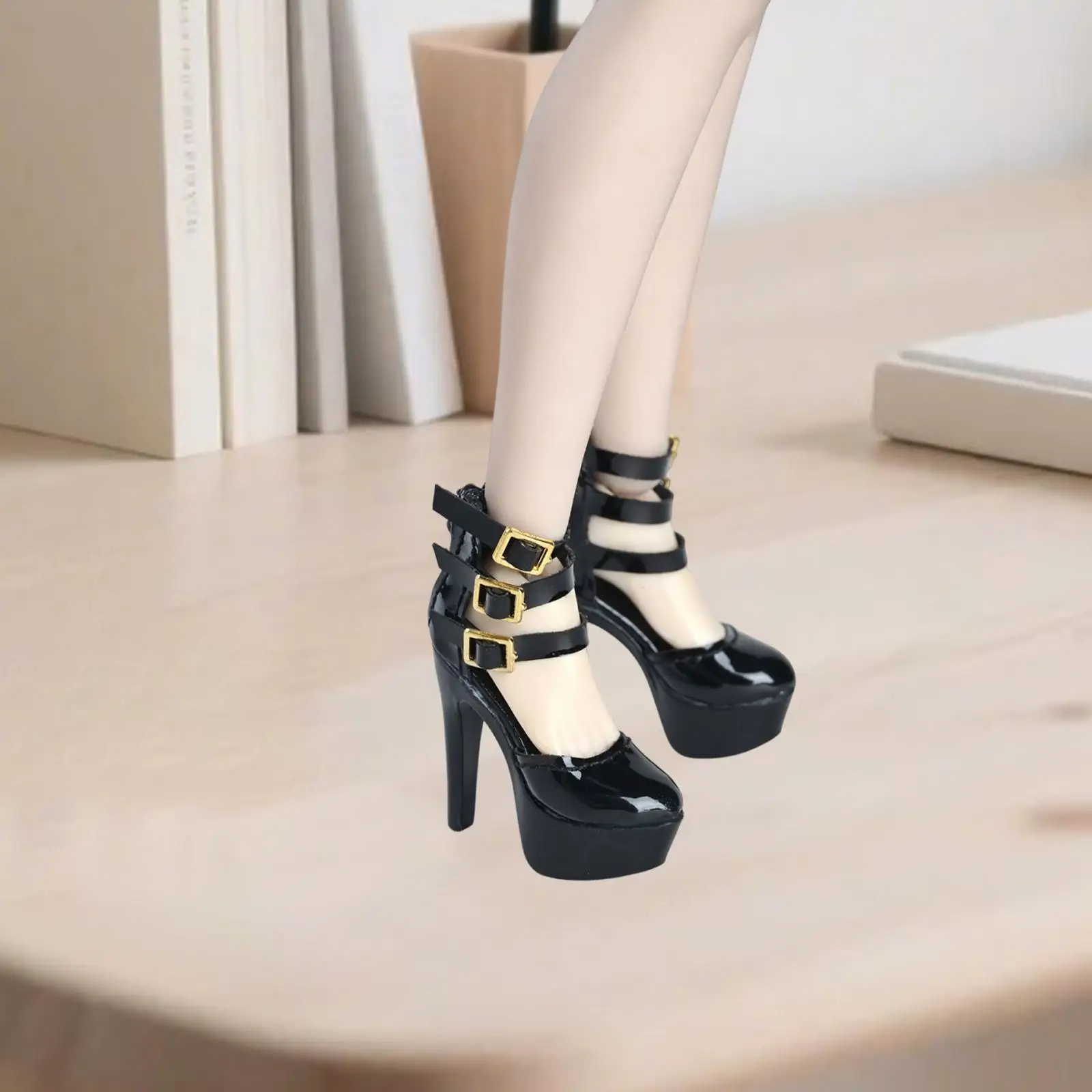 1/6 High Heel Shoes Comfortable Dress up Ankle Strap Platform Pump, Doll Shoes Footwear for 12inch Action Figure