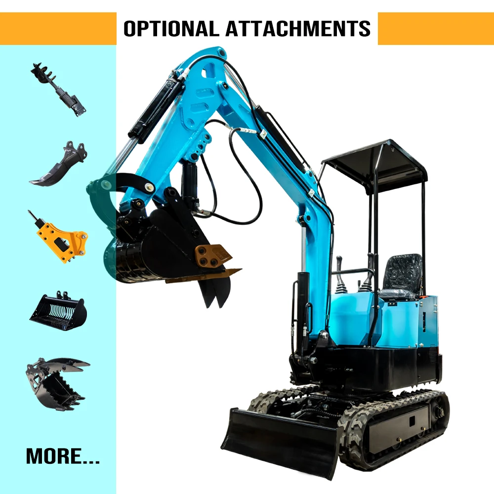 1 Ton Mini Excavator Awning Hydraulic Crawler Digger Enclosed Cap Mini Bagger Optional EPA Euro 5 Engine