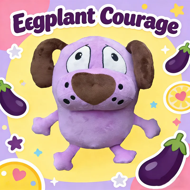 Peluche de Perro Morado de Dibujos Animados de 25 CM, Juguetes de Peluche de Animales de Anime, Cachorro Berenjena, Periféricos de Berenjena, Regalo de Cumpleaños para Niños