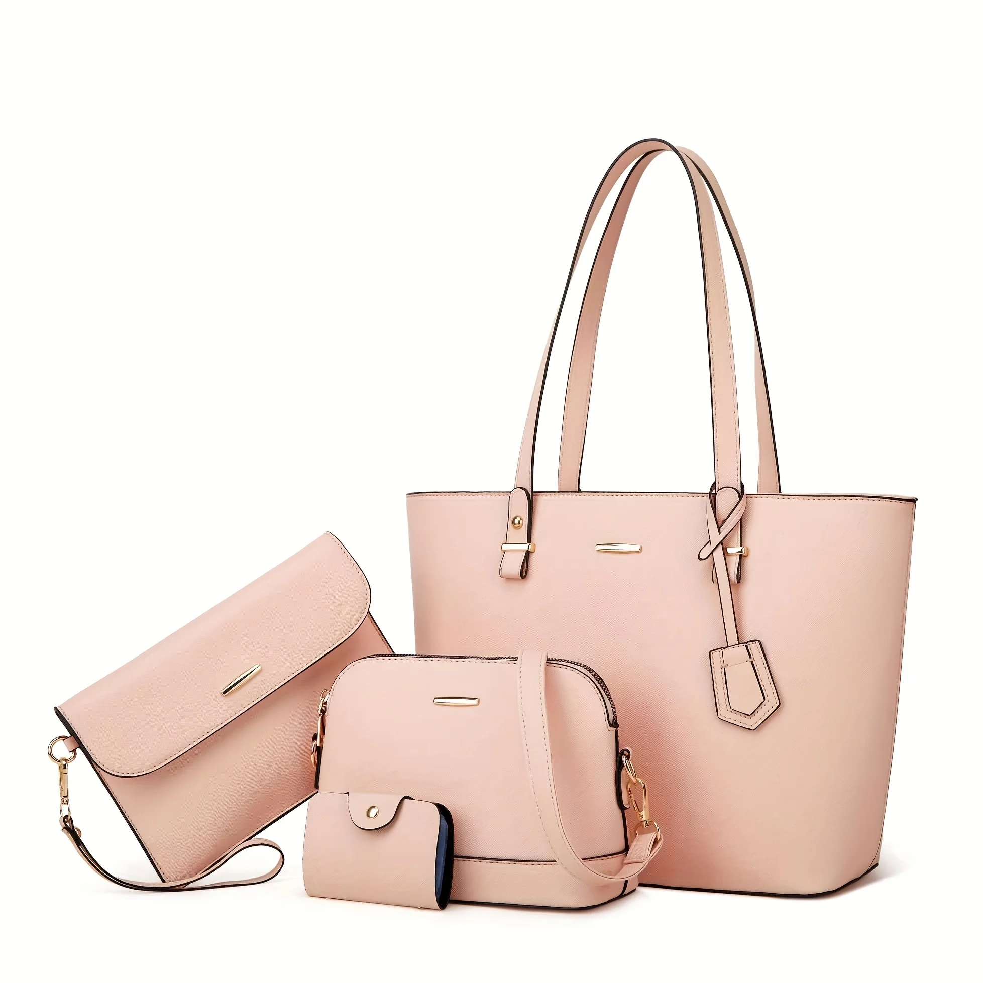 4 stuks mode damestassensets effen kleur draagtas handtas retro vrouwelijke crossbody schoudertas woon-werkverkeer