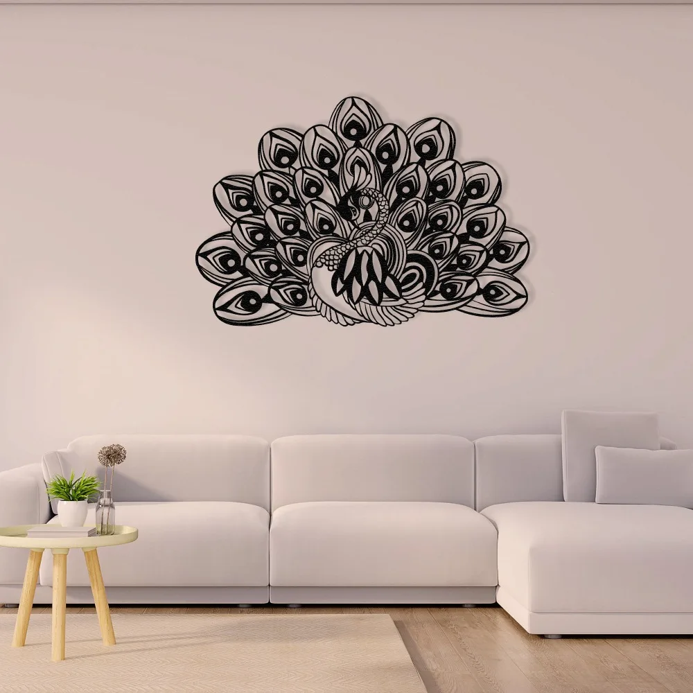 CIFBUY Iron Wall Art Peacock Feather Metal Sculpture Rustproof Bird Decor for Bedroom Indoor Outdoor Home Family Hanging Gift
