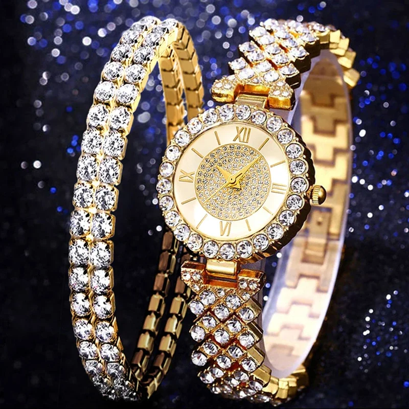 2pc elegant pointer style women's watch+accessory set, perfect match between watch and same color accessories