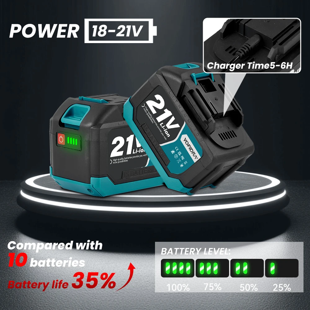 YOFIDRA 3.0Ah 4.0Ah Rechargeable Lithium Ion Battery Lithium Ion Battery Li-ion Battery for Electric Wrench Chainsaw Power Tool