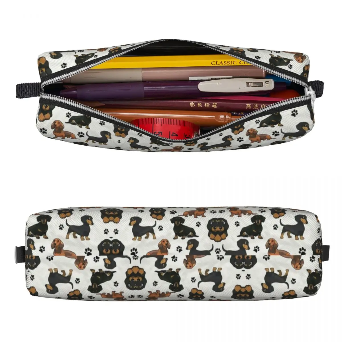 Dachshund Dog Cartoons Cute Pencil Case Fun Pen Bag Student Large Storage Students School Gift Pencil Box