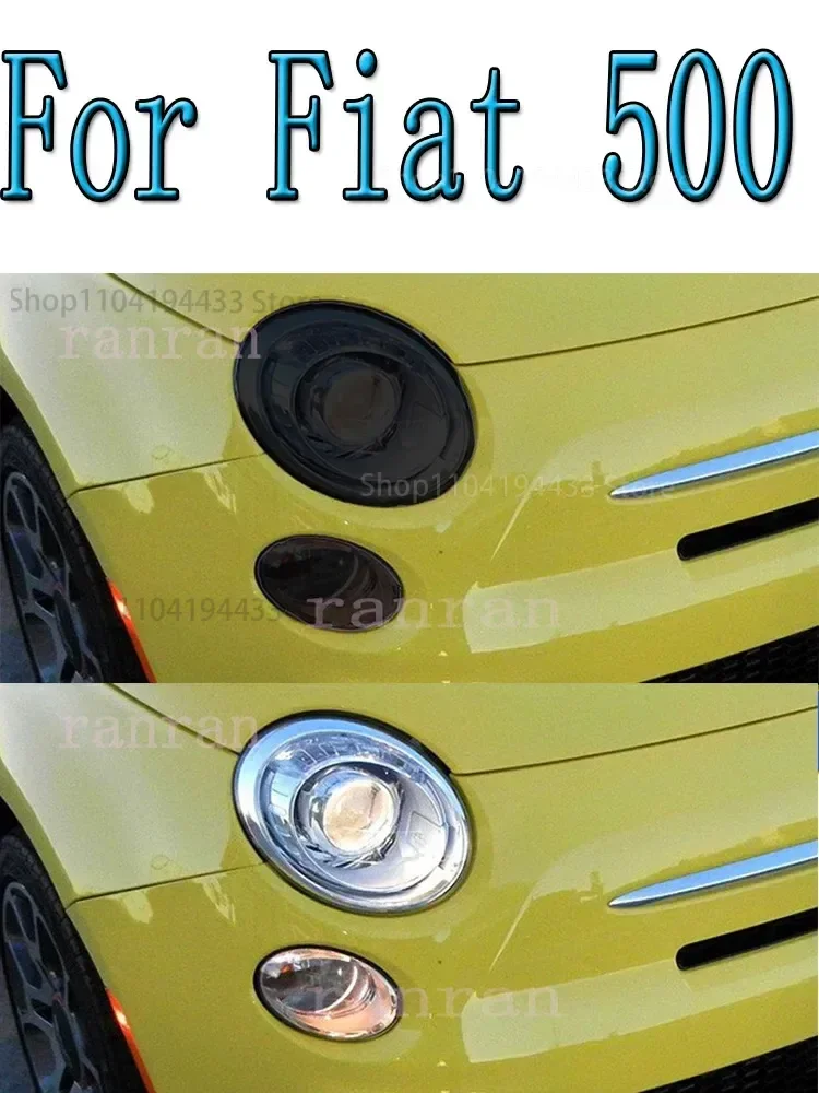 

Smoke Black TPU Protective Transparent Stickers For Fiat 500 Abarth 2013-2022 2X Car Headlights Protection Tint Film Accessories