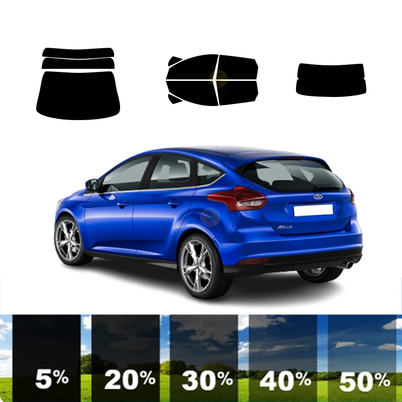 

precut Removable Window Tint Film For Car 100% UVR 5%-70%VLT Heat Insulation Carbon ﻿For FORD FOCUS 4 DR HATCH 2008-2011