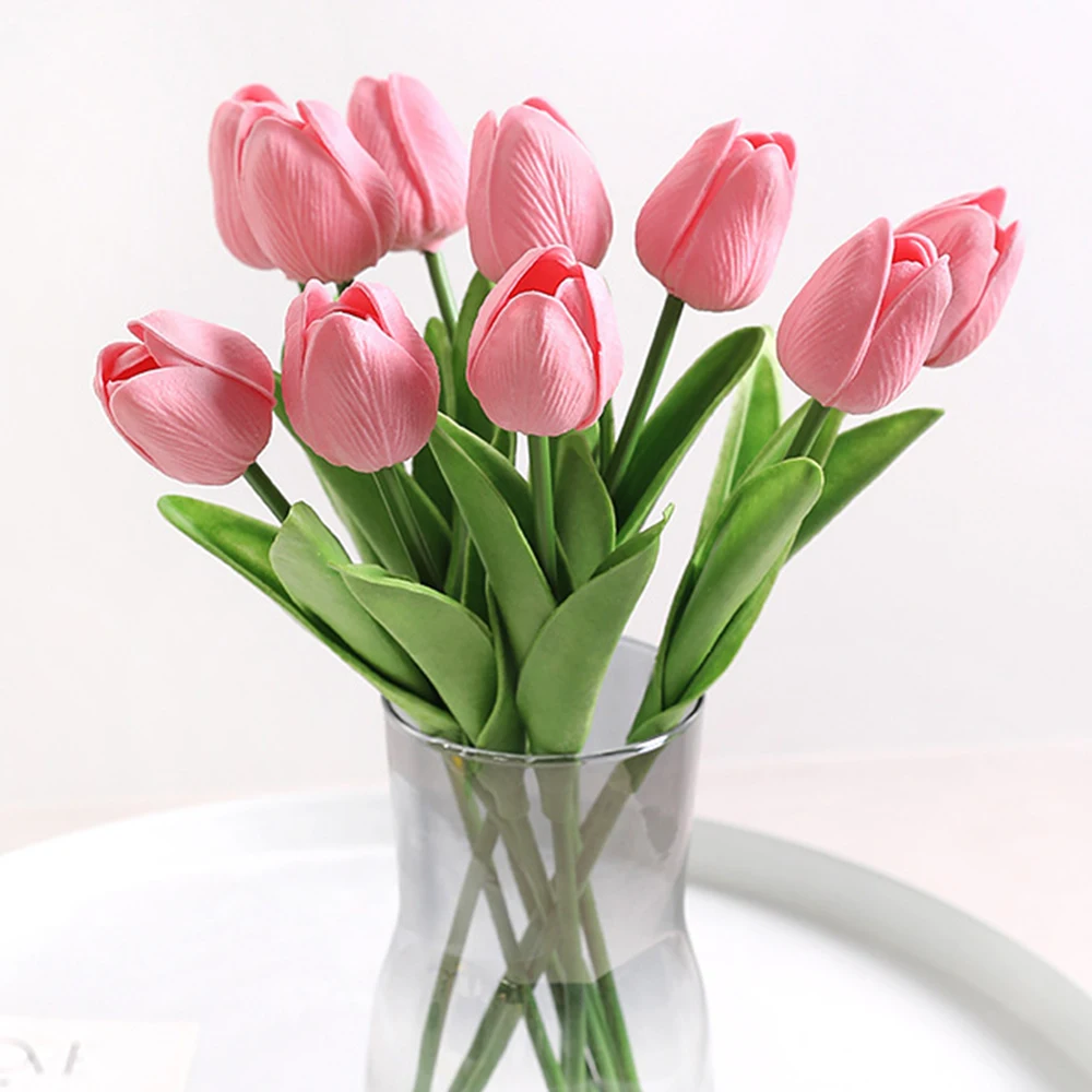 10 Stück Tulpenblumen, künstlicher Tulpenstrauß, PE-Schaum, künstliche Blumen für Hochzeitszeremonie, Dekoration, Heim, Garten, Blumenstrauß, Dekoration – Detail 4