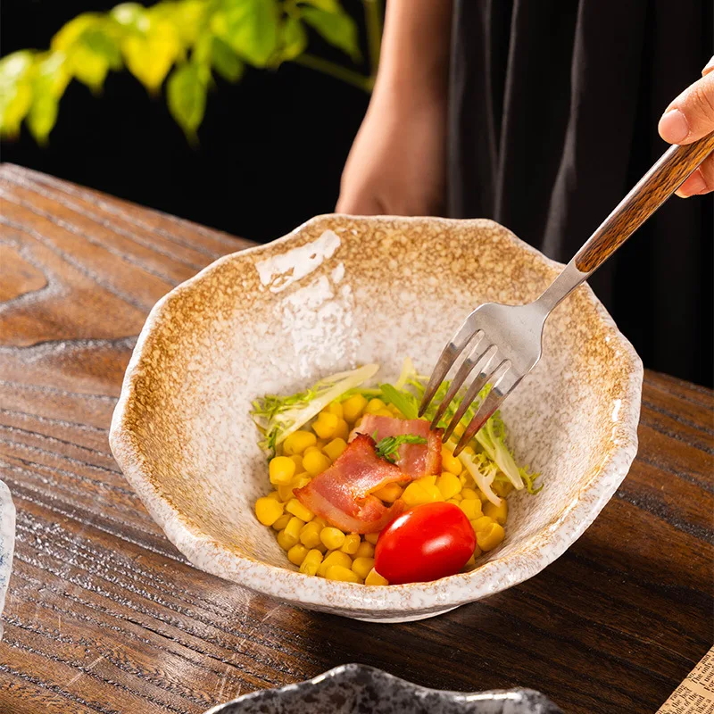 

Irregular-shaped Fruit Salad Bowl Household Irregular Ceramic Thickened Large-sized Cold Dish Commercial Restaurants Large Bowls