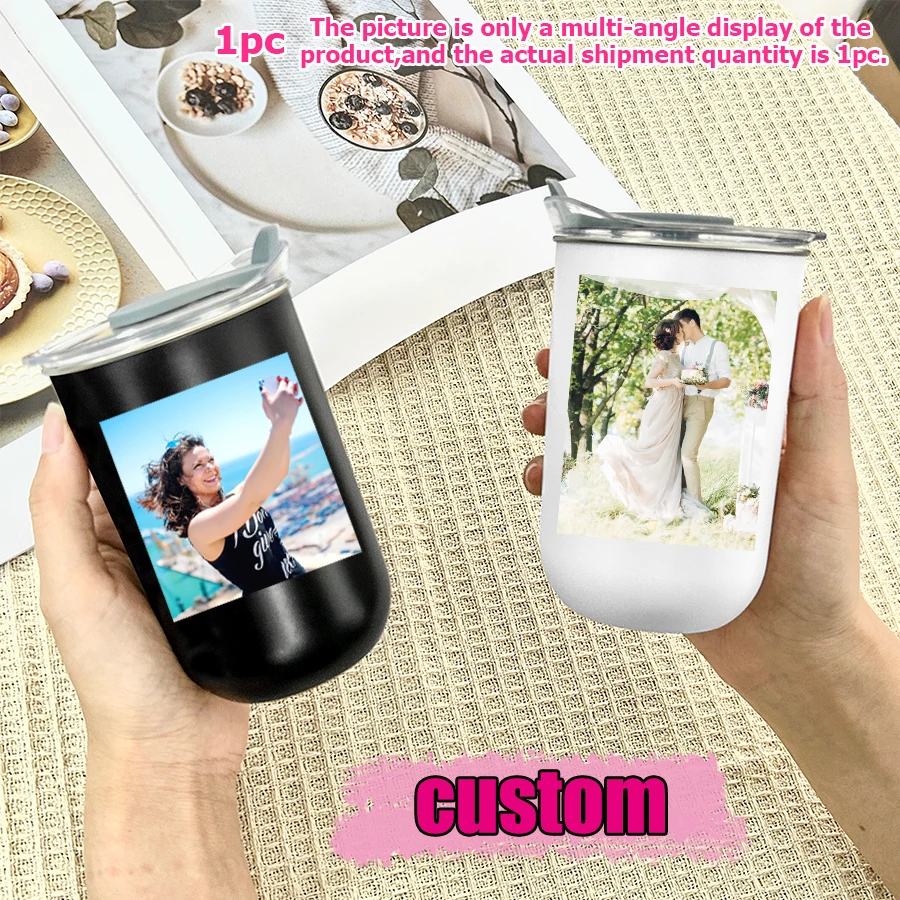 1pc 10oz Custom Photo Stainless Steel Water Cup, Outdoor Travel Mouthwash Cup, Stainless Steel Coffee Mug, Christmas Decoration