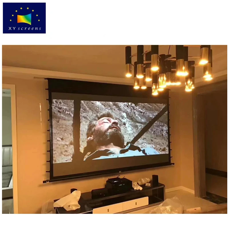 XY Screen 80-170inch Rechargeable Black Diamond 4K ALR Long Throw Projector Screen Lithium Battery Motorized Projection Screen