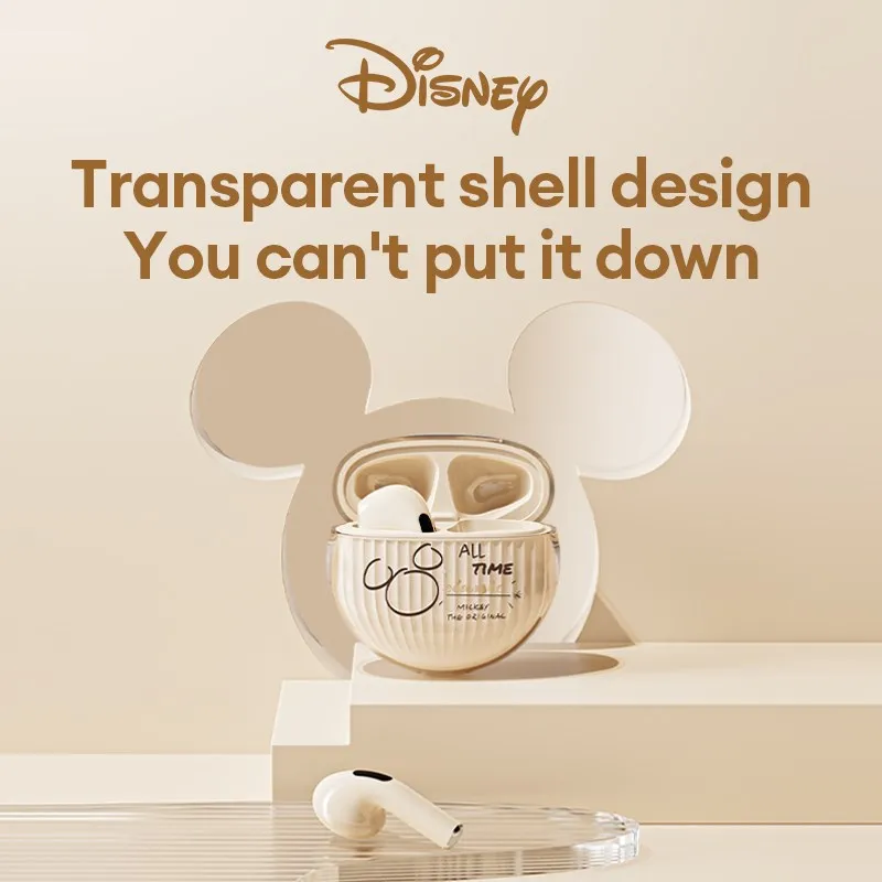 Disney ชุดหูฟังบลูทูธหูฟังไฮไฟ QS-T15, ชุดหูฟังสำหรับเล่นกีฬาโทรความคมชัดสูงหูฟังลดเสียงรบกวนพร้อม kado ulang tahun ไมโครโฟน