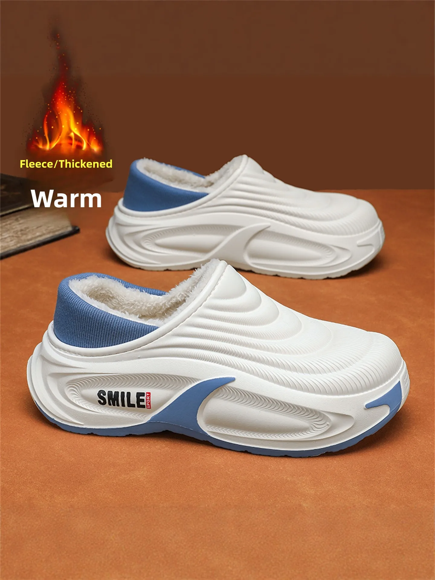 

Men's Cotton Slippers Winter Thick Bottom Anti-Cold Warm Leather Fur Integrated Outdoor Anti-Slip Home Cotton Shoes