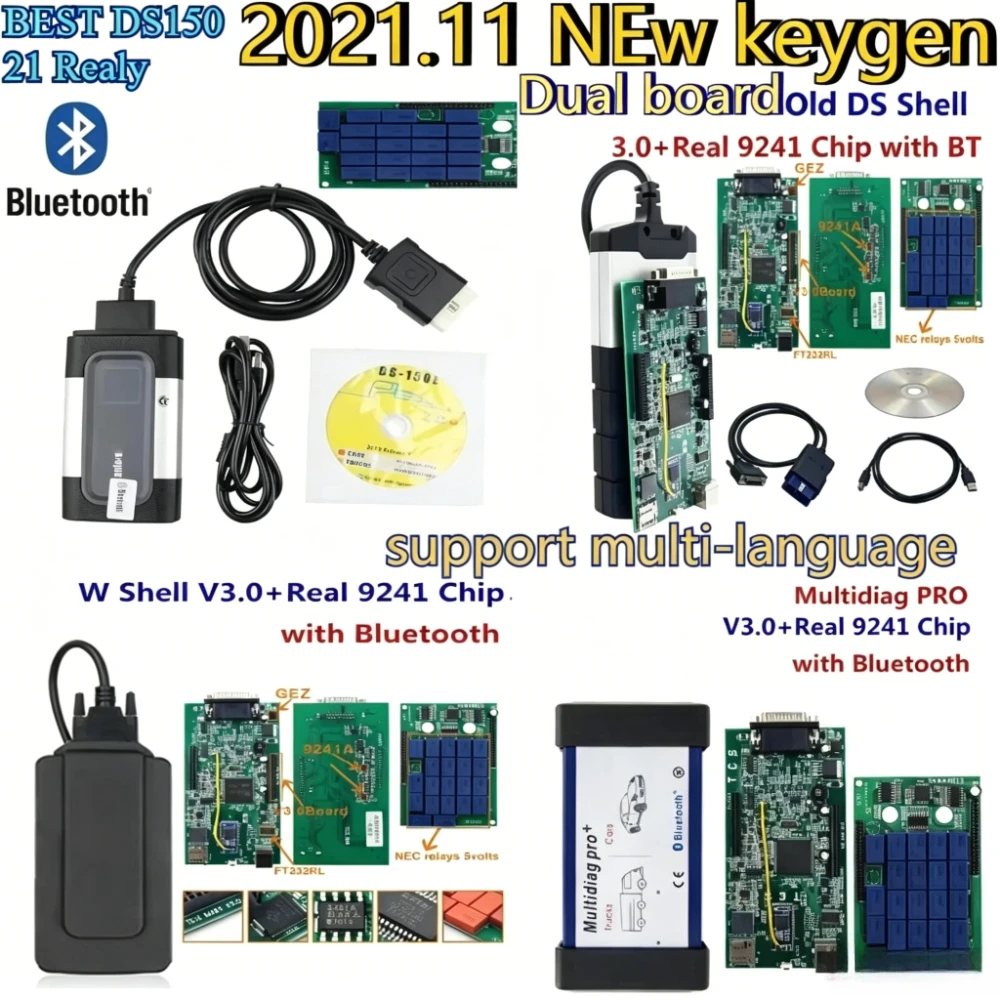 

NEW Multidiag Pro For TCS Pro V3.0 9241A NEC Relay 2021.11 With Keygen For Multi Cars Truck ds 150 e BT OBD2 Car Diagnostic Tool