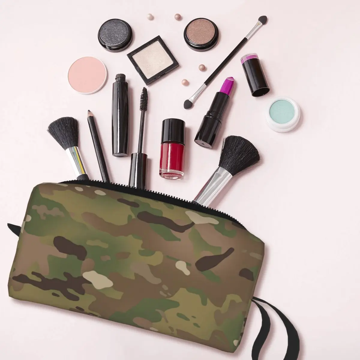 Bolsa de cosméticos militar de camuflaje para mujer, estuche de maquillaje de gran capacidad, bolsas de aseo de almacenamiento de belleza, moda