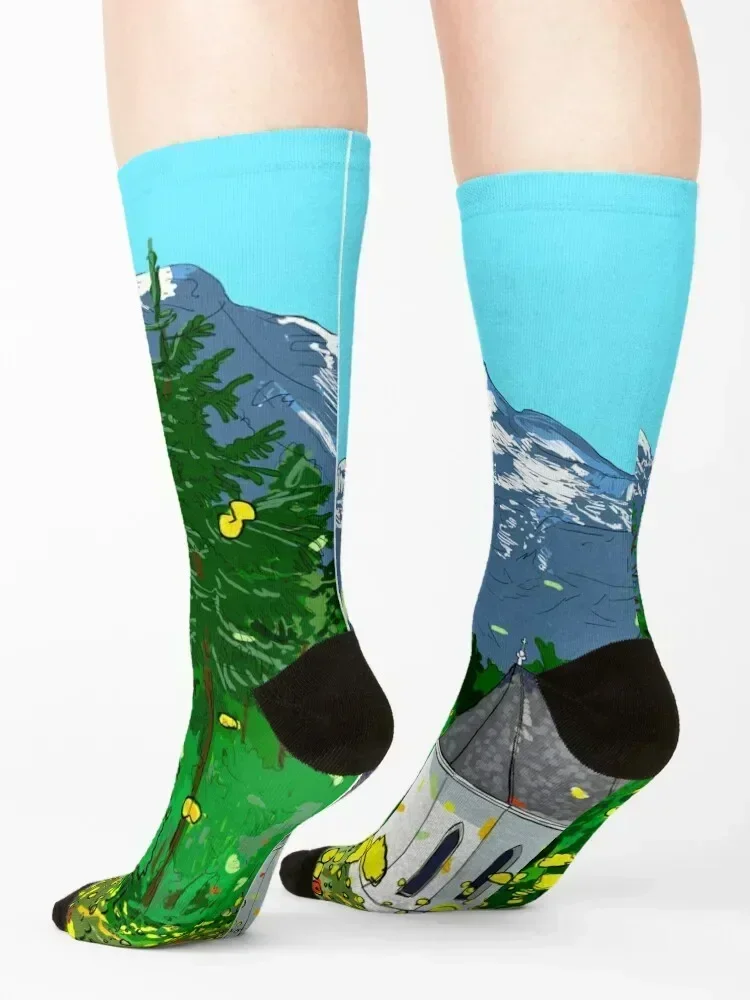Gnadenwald Innsbruck Austria Landscape Illustration Socks football cute Christmas funny gifts Man Socks Women's