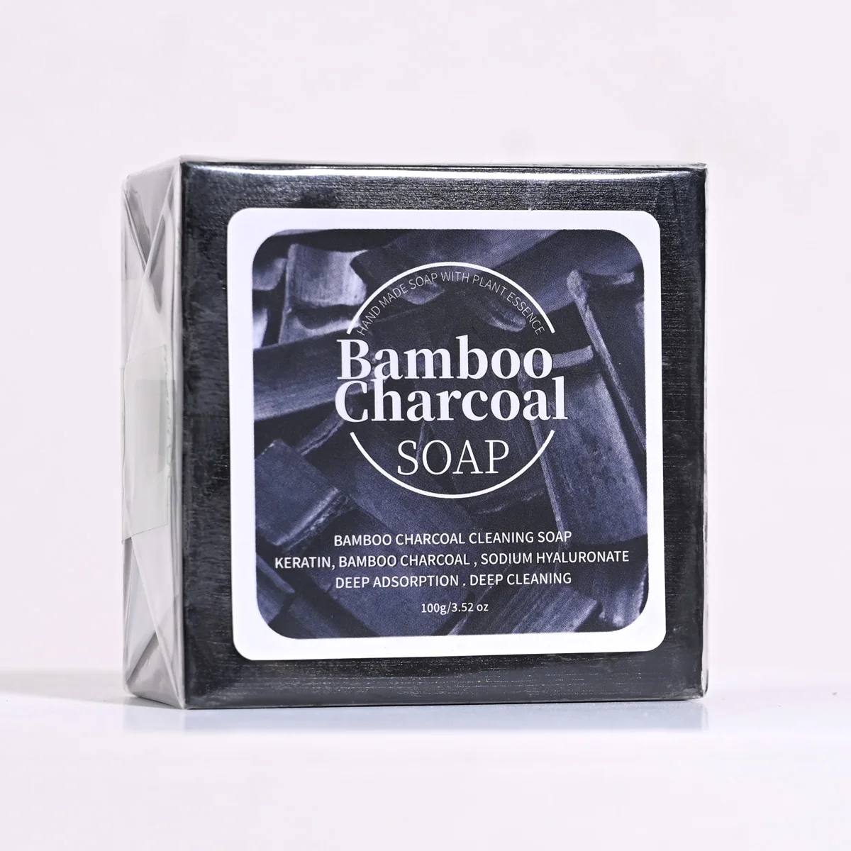 B + 100G Carbone di bambù in polvere Sapone per la pulizia profonda Sapone all'olio vegetale Proteine della cheratina Bagno da uomo e lavaggio del viso Sapone fatto a mano