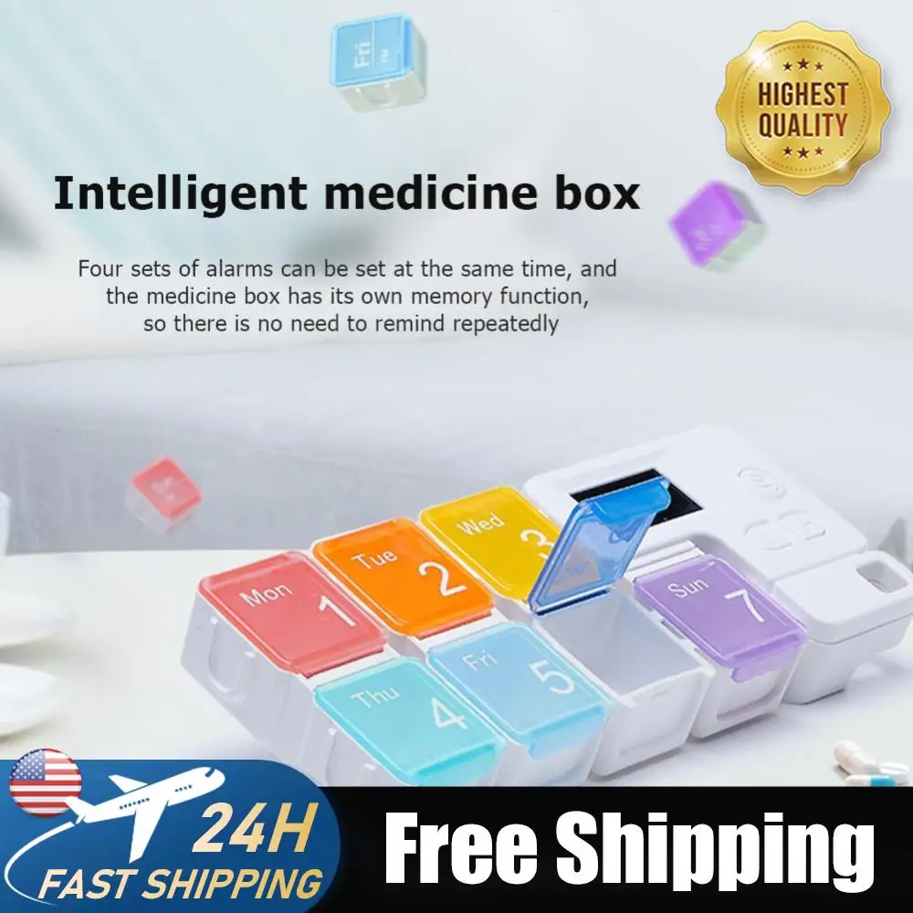 

Smart 7-Day Pill Organizer Storage Case Box Weekly Pills Drug Electronic Timing Reminder Medicine Container Alarm Box