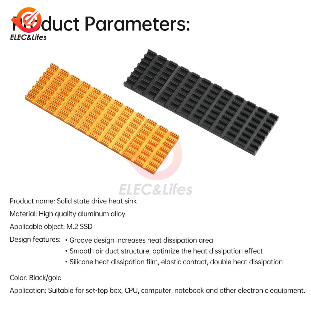 M.2 SSD NVMe Dissipatore di calore M2 2280 Guarnizione del dissipatore di calore in alluminio per disco rigido a stato solido con cuscinetto termico in silicone Accessori per PC