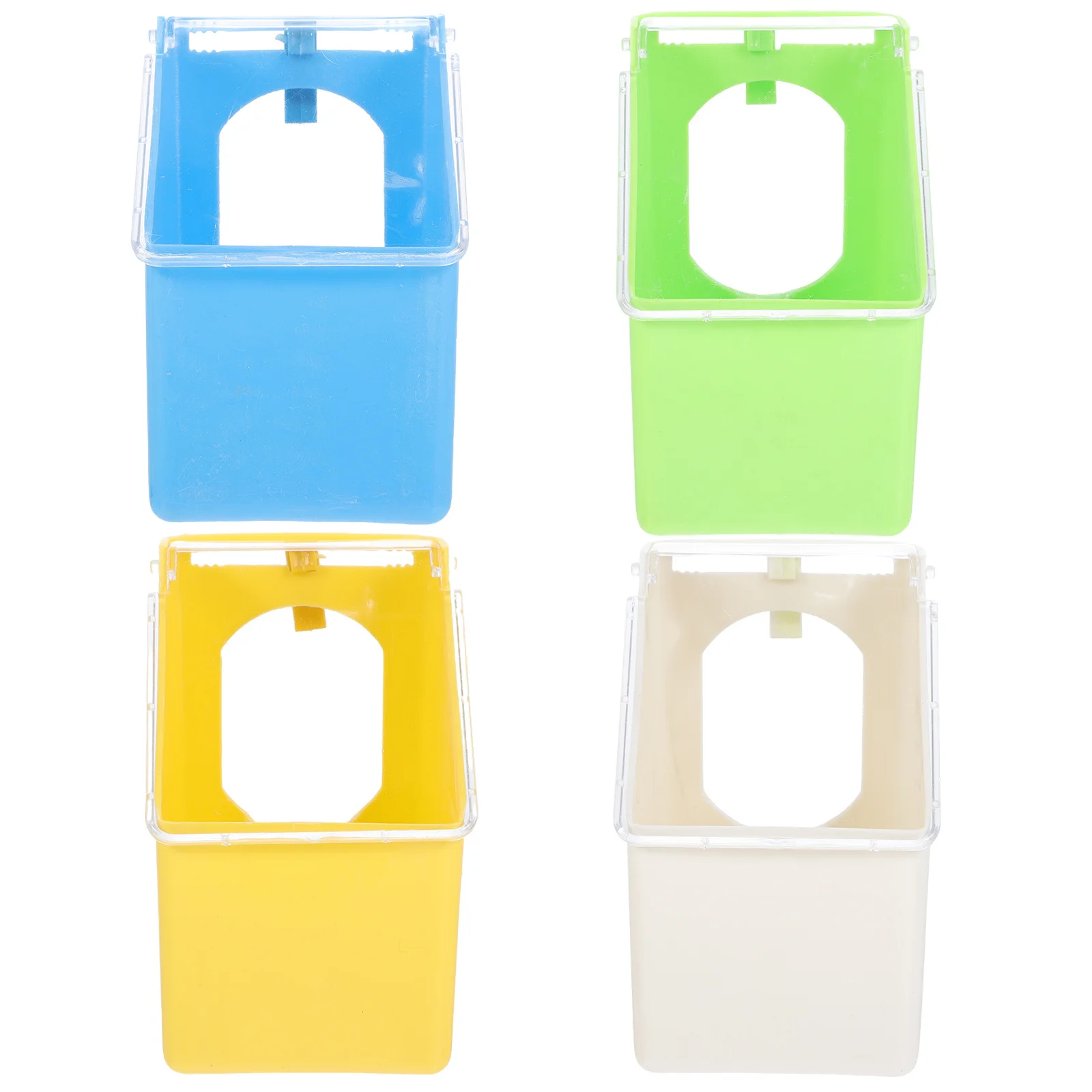 

4Pcs Multifunction Feeder Hanging Pigeon Feed Box Thickened Plastic Anti-Drop Food Container for Cage Bird Feeding Basin