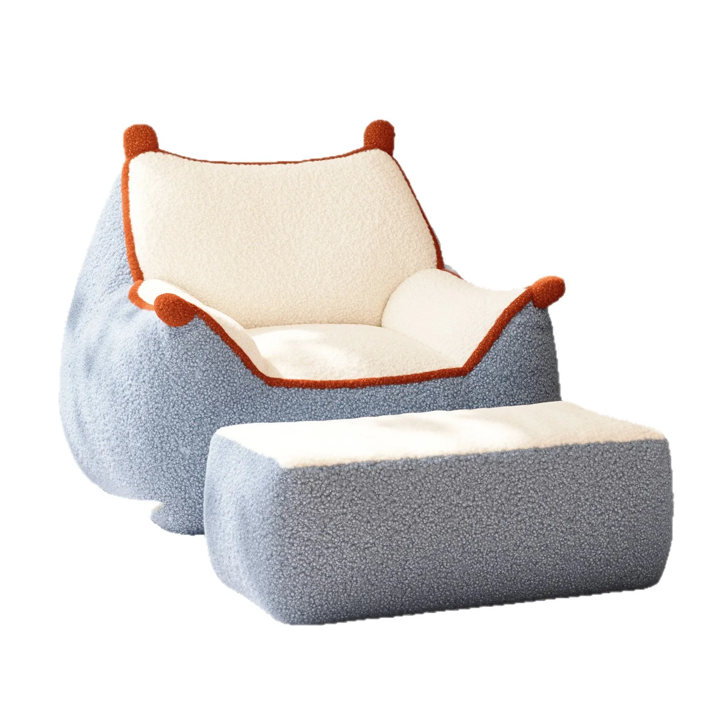%Lazy Sofa Bean Bag Recliner Sleepable Nordic Totoro Lambswool Upholstery Frameless Customizable Single Sofa Bedroom Tatami