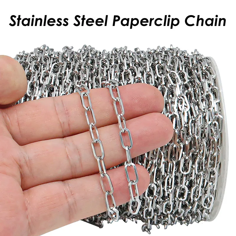 10 أقدام-سلسلة الفولاذ المقاوم للصدأ السائبة ورقة كليب سلسلة الذهب اللون مشبك ورق سلسلة ل قلادة سوار الرجال النساء صنع المجوهرات #2