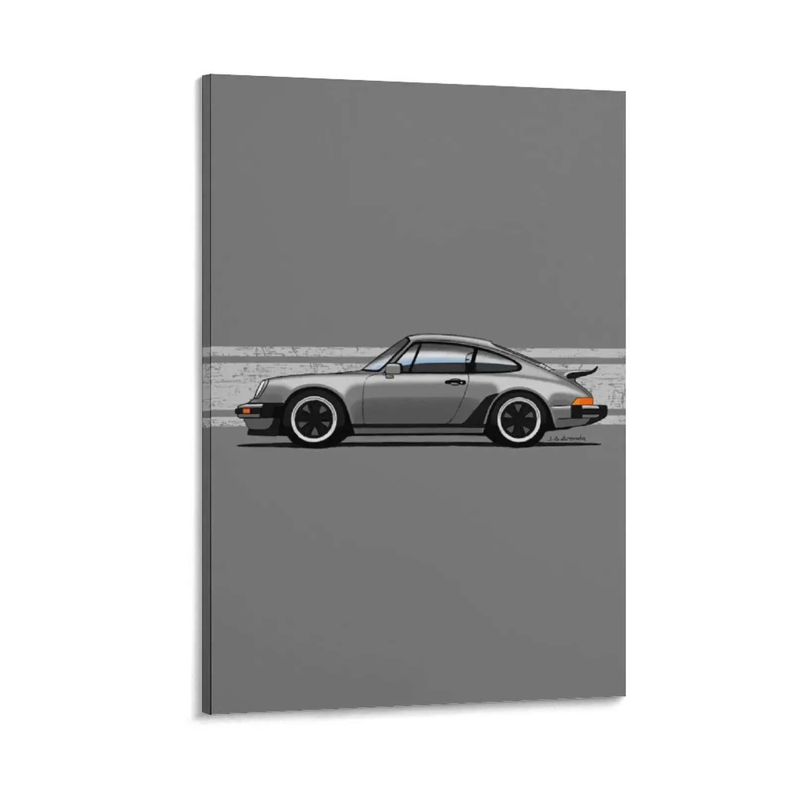 

My drawing of the iconic German Turbo sports car with stripes background Canvas Painting poster anime